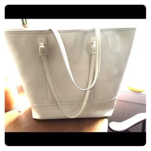 Ralph Lauren Equestrian White Patent Tote